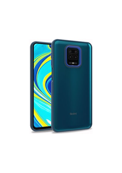 Xiaomi Redmi Note 9 Pro Flora Sert Silikon Arkası Cam Şeffaf Lacivert