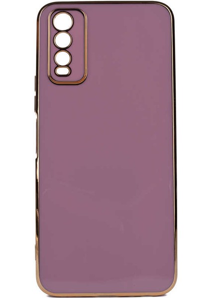 Casestreet Vivo Y20 Kılıf Bark Parlak Silikon Renkli Kenarları Rose Mor
