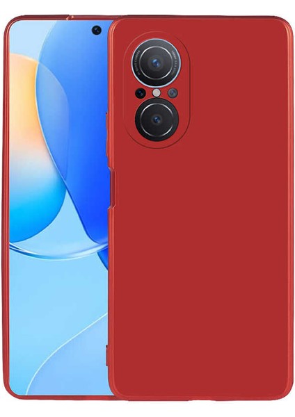 Casestreet Huawei Nova 9 Se Kılıf Mat Kamera Korumalı Soft Premier Silikon+Nano Glass Kırmızı