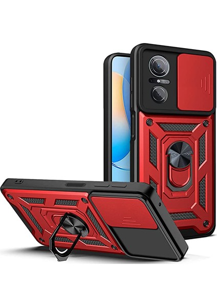 Casestreet Huawei Nova 9 Se Kılıf Sert Silikon Tank Aramid Sürgülü Vega Yüzüklü Kırmızı