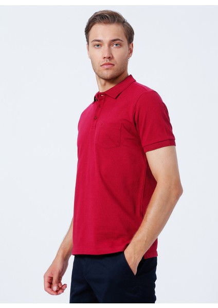 Polo Yaka Düz Bordo Erkek Polo T-Shirt Nobro K Ceplı modelleri