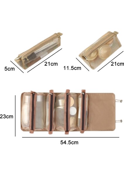 4'ü 1 Arada Trav Taşınabilir Su Geçirmez Kozmetik Çanta Khaki (Yurt Dışından) modelleri