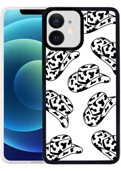 Apple iPhone 12 Kapak Kamera Korumalı Şapka Desenli Ultra Ince Silikon Kılıf