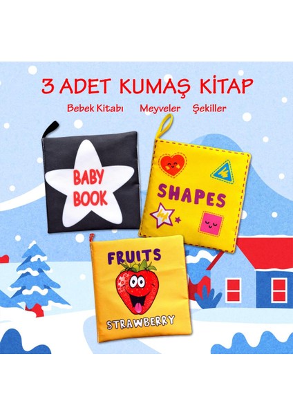 3 Kitap Tox Ingilizce Şekiller, Meyveler ve Siyah-Beyaz Bebek Kumaş Sessiz Kitap E126 E131 E136 - Bez Kitap , Eğitici Oyuncak , Yumuşak ve Hışırtılı fiyatları