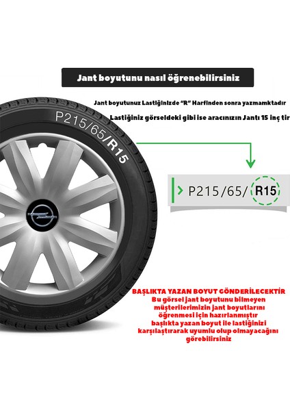 Opel Kadett 13 Inç Jant Kapağı Amblemli Gri 4'lü Takım 115