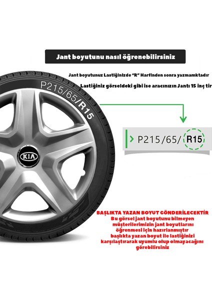 Kia 14 Inç Uyumlu Jant Kapağı Amblemli Gri 4 Adet 1 Takım 118