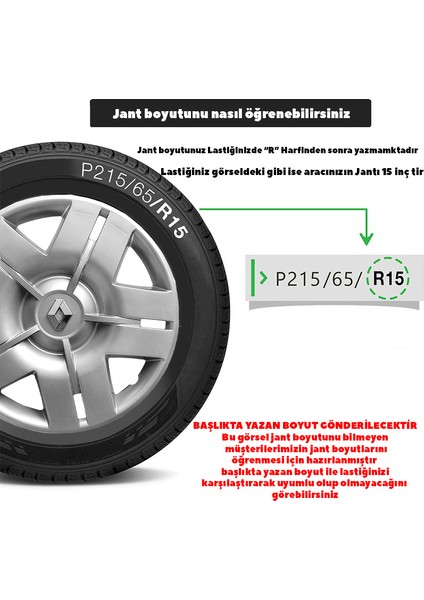 Renault Symbol 14 Inç Uyumlu Jant Kapağı Amblemli Gri 4 Adet 1 Takım 103