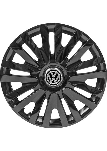 Volkswagen Fox 15 Inç Jant Kapağı Amblemli Piano Black 4'lü Set 209