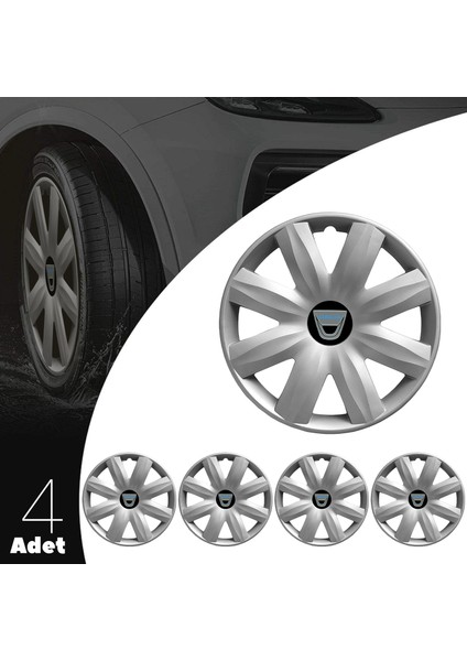 Dacia 13 Inç Jant Kapağı Amblemli Gri 4 Adet 1 Takım 115
