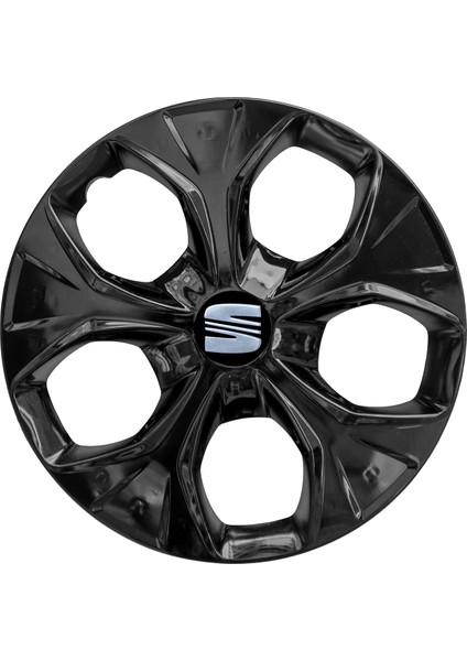 Seat Leon 14 Inç Jant Kapağı Amblemli Piano Black 4'lü Set 211