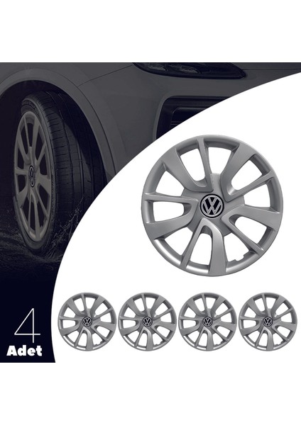 Volkswagen Caddy 15 Inç Jant Kapağı Amblemli Gri 4'lü Takım 101