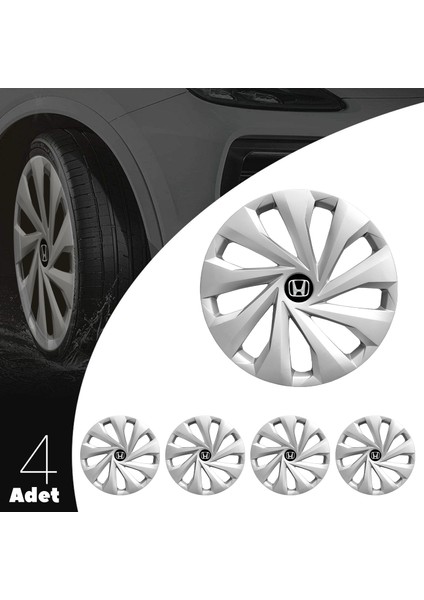 Honda Jazz 14 Inç Uyumlu Jant Kapağı Amblemli Gri 4 Adet 1 Takım 129