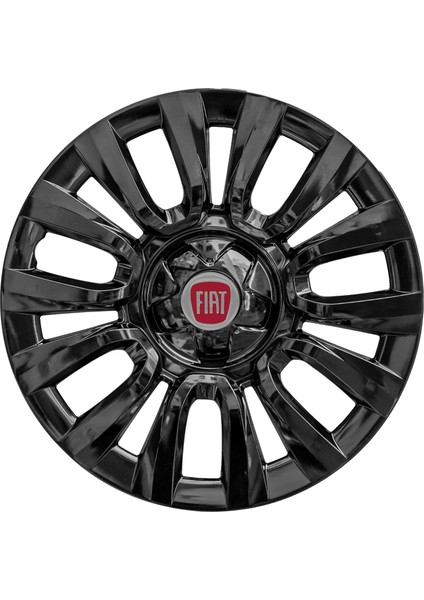 Fiat Scudo 15 Inç Jant Kapağı Amblemli Piano Black 4'lü Set 206