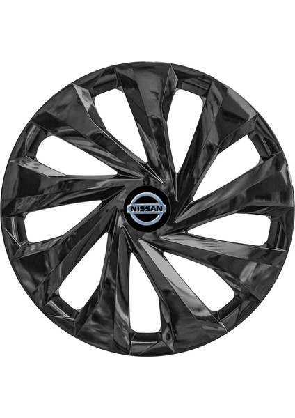 Nissan Micra 15 Inç Jant Kapağı Amblemli Piano Black 4'lü Set 217