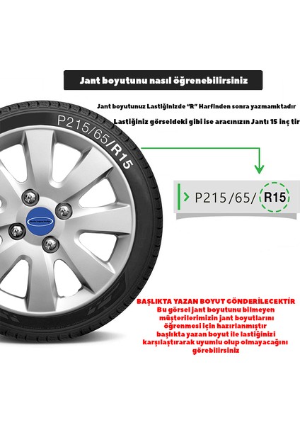 Ford Fiesta Van 15 Inç Jant Kapağı Amblemli Gri 4 Adet 1 Takım 127