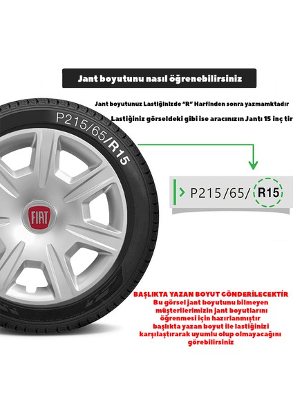 Fiat Punto 15 Inç Jant Kapağı Amblemli Gri 4'lü Set 142