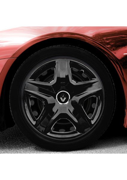 Renault Fluence 15 Inç Jant Kapağı Amblemli Piano Black 4'lü Set 202
