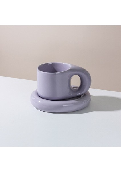 260 ml Yaratıcı El Yapımı Yağ Kolu Kupa ve Oval Plaka Kişiselleştirilmiş Seramik Fincan (Yurt Dışından)