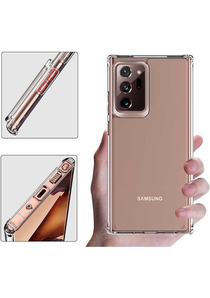 Samsung Galaxy Note 20 Ultra Kapak Şeffaf Kamera ve Köşe Korumalı Silikon Kılıf