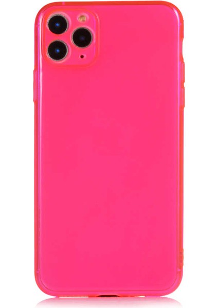 Apple iPhone 11 Pro Kapak Kamera Korumalı Neon Renkli Silikon Kılıf - Neon Pembe