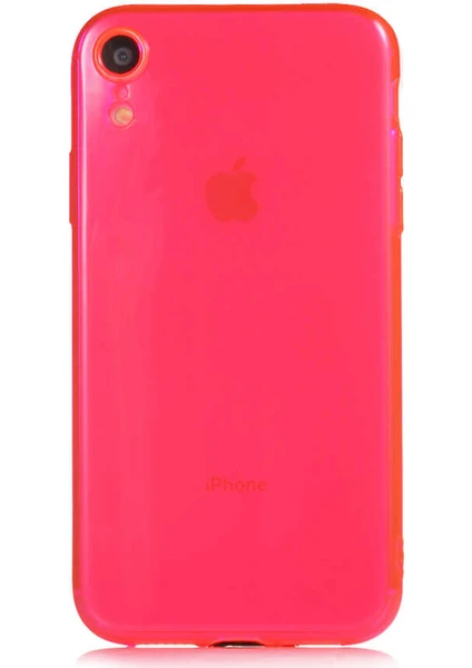 Case World Apple iPhone Xr Kapak Kamera Korumalı Neon Renkli Silikon Kılıf - Neon Pembe