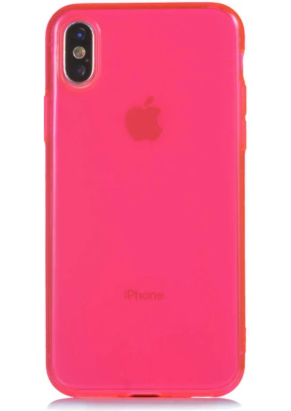 Case World Apple iPhone x Kapak Kamera Korumalı Neon Renkli Silikon Kılıf - Neon Pembe