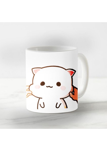 Segiliye Özel Baskı Yanaklı Kedicik Desenli Kupa Bardak