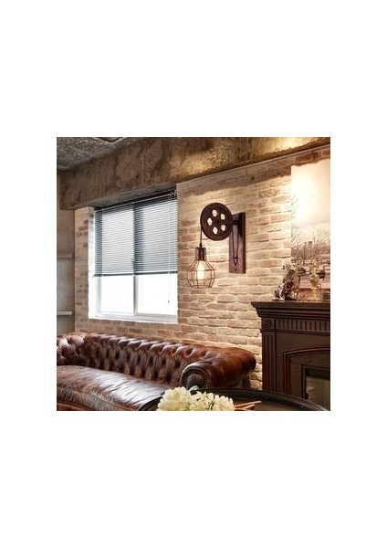 Loft Retro Endüstriyel Stil Kaldırma Duvar Lambası Restoran Yatak Odası Başucu Merdiven Koridor Kasnak Mağaza Duvar Lambası Rusty (Yurt Dışından)
