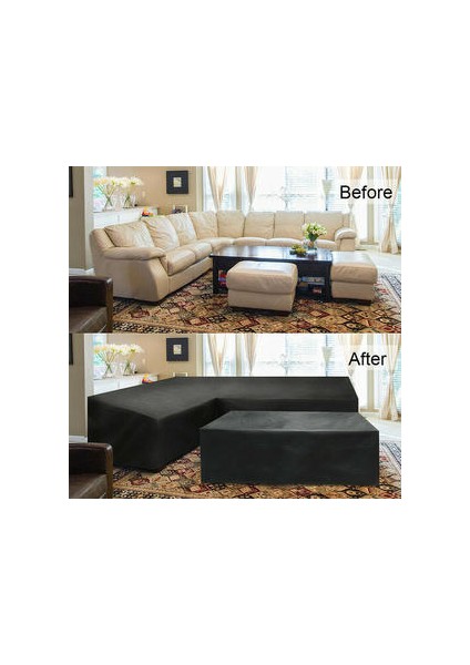 270 * 270X90 Cm L Şekli Su Geçirmez Rattan Köşe Mobilya Kapak Bahçe Veranda Açık Kanepe Koruyucusu (Yurt Dışından)