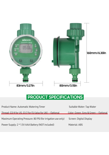 Kkmoon Dijital Otomatik Sulama Cihazı - Yeşil (Yurt Dışından)