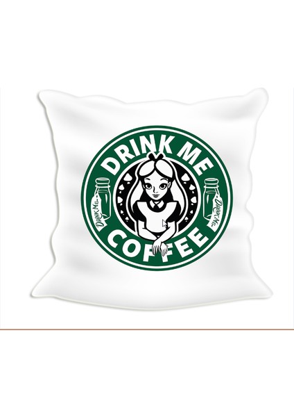 Drink Me Coffee Yastık Kılıfı-Kırlent