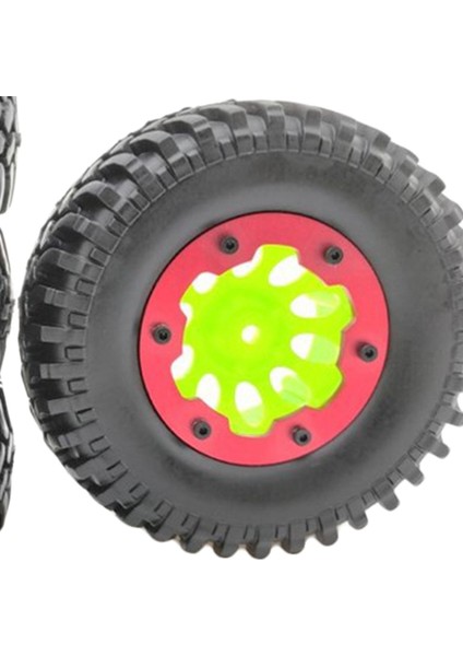 SCX10 4WD 1/10 Trawler Araçları Kamyonları Için 4x Kauçuk Tekerlekler ve Lastikler Yeşil (Yurt Dışından)