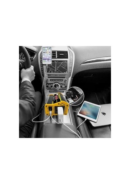 4000W 12V Ila 220V/110V LED Ekran Araç Gücü Invertör Dönüştürücü Adaptörü Çift USB Voltaj Transformatör Değiştirilmiş Sinüs Dalgası (Yurt Dışından)