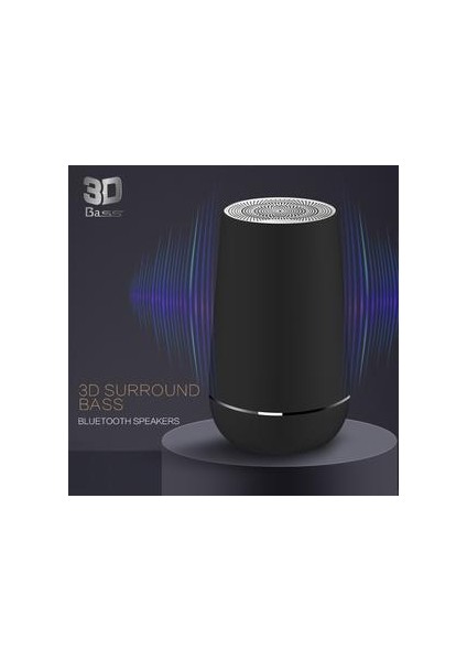 Kablosuz Küçük Çelik Taşınabilir Varil Ağır Stereo Müzik Surround Ses Bar Bas Kartı Mini Yuvarlak Hoparlör Kare Dans Kartı | Siyah (Yurt Dışından)