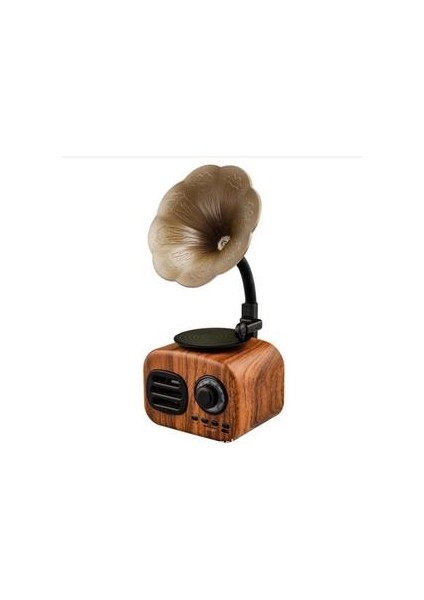 Retro Radyo Bluetooth Ses Amplifikatörü Taşınabilir Mini Kablosuz Gramofon Hoparlör Müzik Subwoofer Destek Tf Kart Oynat | Kitaplık Hoparlörler Maun (Yurt Dışından)