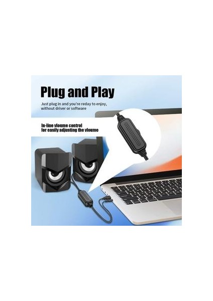 Mini Hoparlör, Pc Kablolu Masaüstü Hoparlör, 2.0 Stereo Ses Bilgisayar, Mac, Ped, Cep Telefonu Için USB Powered Laptop Hoparlör | Bilgisayar Hoparlörleri Siyah (Yurt Dışından)