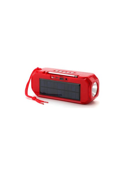 Güneş Enerjisi Şarj Bluetooth Hoparlörler Kablosuz Stereo Subwoofer Fener Fm Radyo ile Taşınabilir Açık Müzik Kutusu | Taşınabilir Hoparlörler Kırmızı (Yurt Dışından)