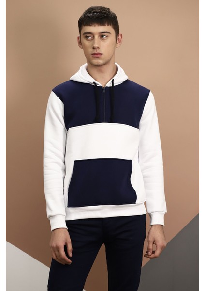 Lacivert Çift Renk Kanguru Cep Sweat