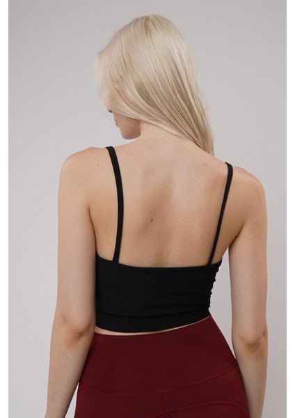 Siyah Ip Askılı Ön Detaylı Crop