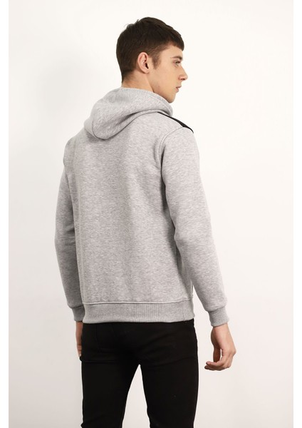 Gri Çift Renk Kanguru Cep Sweat
