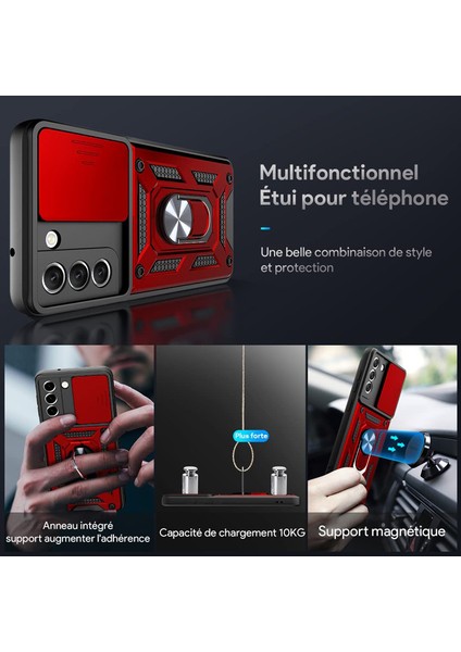 Samsung Galaxy S21 Fe Kılıf Sert Silikon Tank Aramid Sürgülü Vega Yüzüklü Kırmızı fiyatları