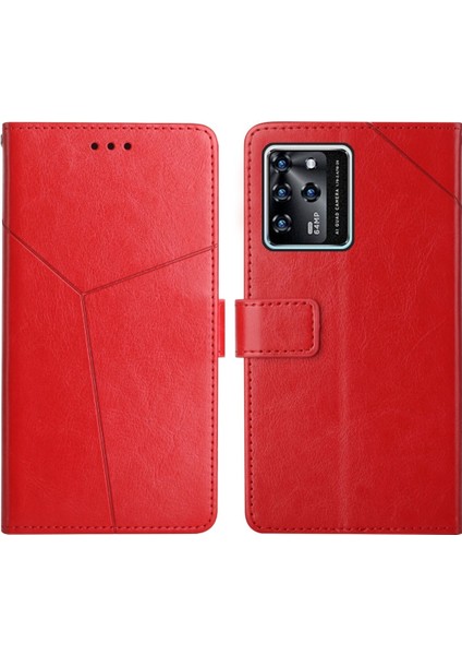 Y Zte Blade V30 Kırmızı Için Dikiş Pu Kutusu Telefon Kılıfı (Yurt Dışından)