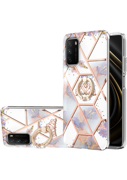 Xiaomi Poco M3 Imparatorluk Taç Için Mermer Çiçek Tpu Kılıfı (Yurt Dışından)