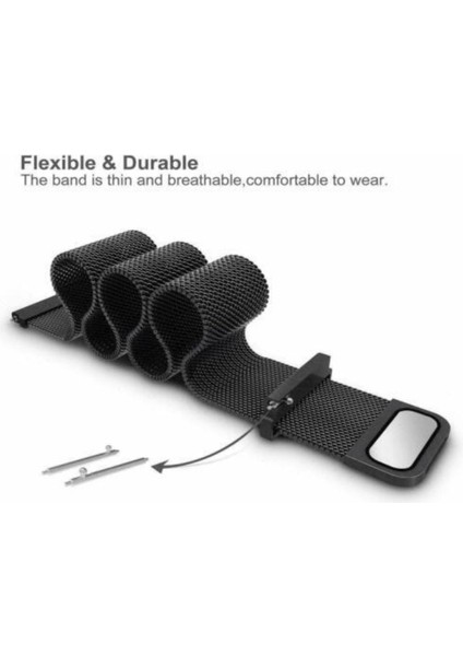 Samsung Galaxy Watch 4 Kordon 40-42-44-46 mm Metal Hasır Kordon Manyetik (22MM) Kayış Metal Örgü Solo modelleri