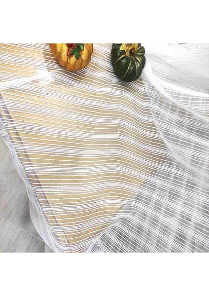 Çizgili Kullanıma Hazır 1/2 Seyrek Pile Tül Perde Tek Kanat - Ekru 100 x 240 cm indirimleri