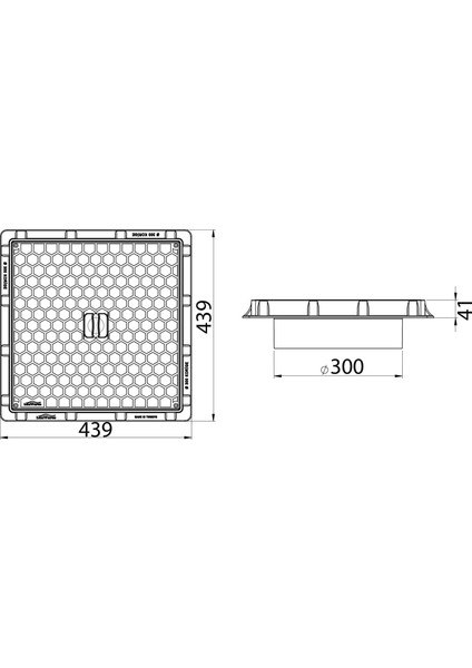 Lux Wares 300 mm Koruge Boru Uyumlu Çerçeve + Düz Kapak