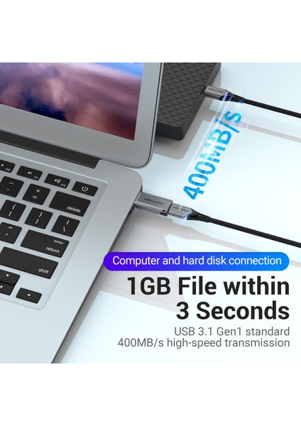 USB 3.0 To Type C Çevirici Dönüştürücü Otg Adaptör Gri Cdph0