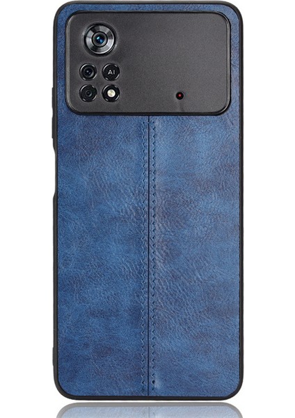 Xiaomi Poco X4 Pro Için Retro Desenli Deri Telefon Kılıfı - Mavi (Yurt Dışından)