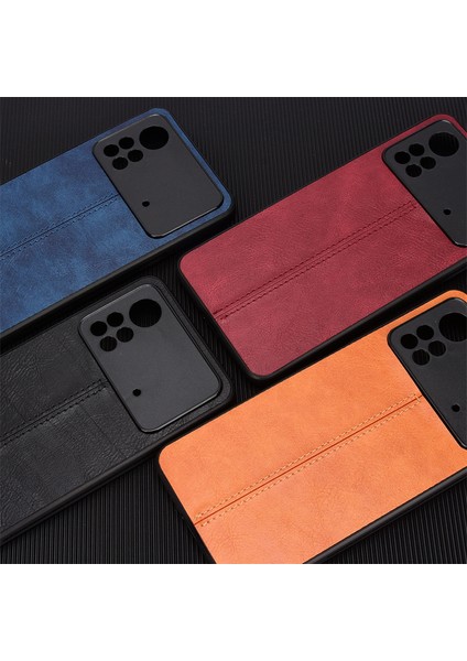 Xiaomi Poco X4 Pro Için Retro Desenli Deri Telefon Kılıfı - Mavi (Yurt Dışından)