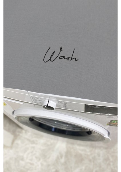 Gri Wash Nakış Işlemeli Çamaşır Makina Örtüsü